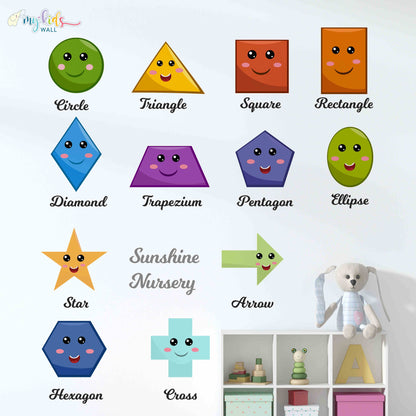 Colorful Geometric Shapes Educational Personalized Wall Stickers