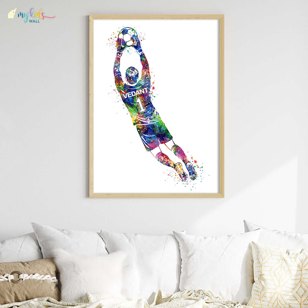 Football Goalkeeper Personalized Wall Art Big Frame Wooden