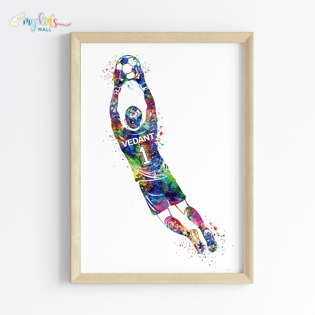 Football Goalkeeper Personalized Wall Art Framed Wooden