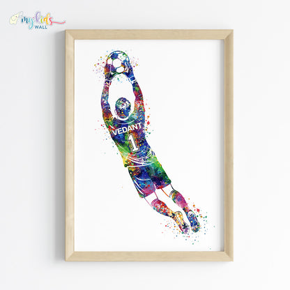Football Goalkeeper Personalized Wall Art Framed Wooden