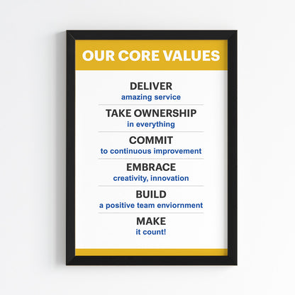 Company Core Values Wall Art (Framed)