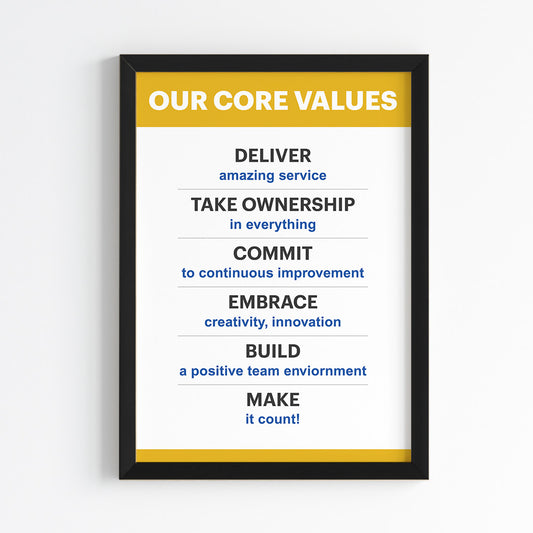 Company Core Values Wall Art (Framed)