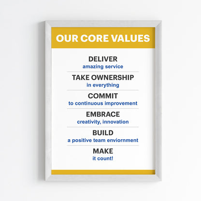 Company Core Values Wall Art (Framed)