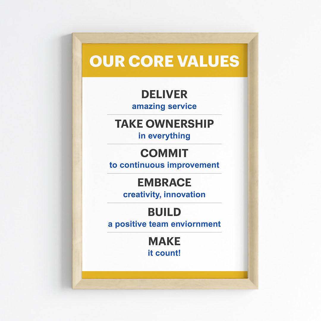 Company Core Values Wall Art (Framed)