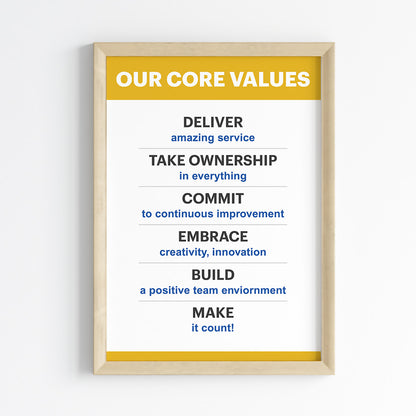 Company Core Values Wall Art (Framed)