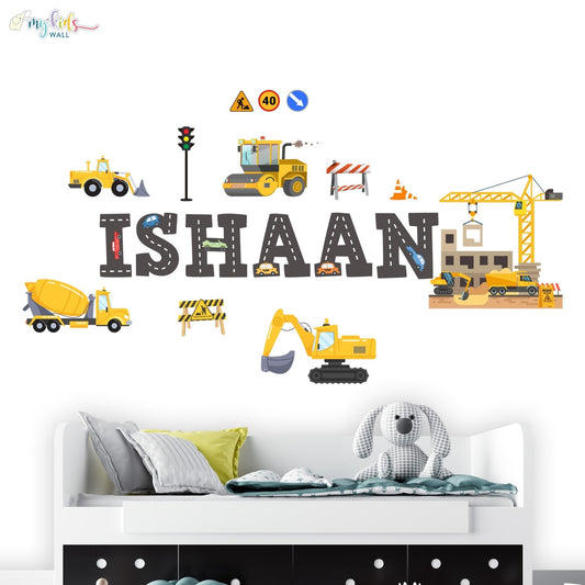 Construction Themed Name Personalized Wall Stickers