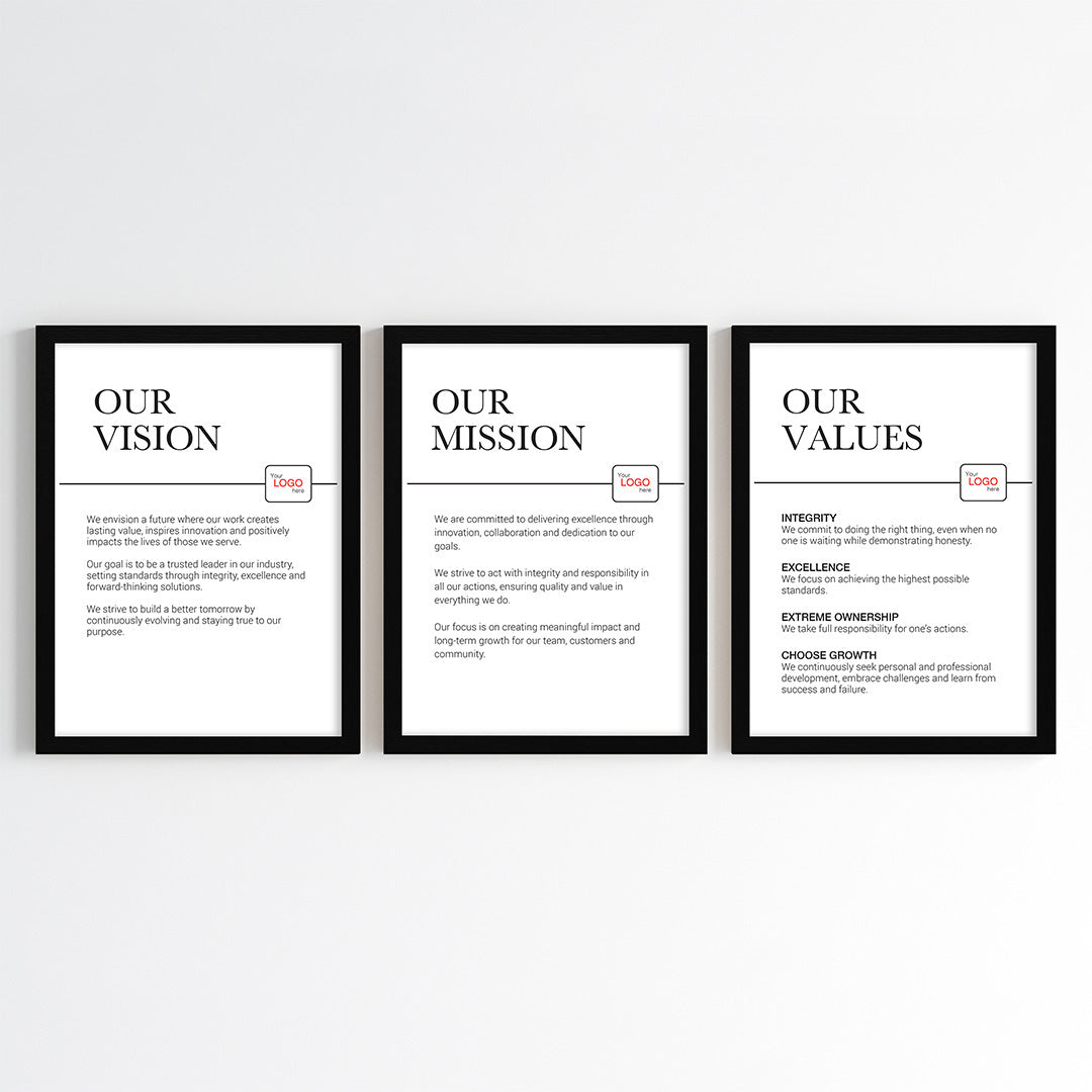 Core Company Principles Wall Art (Framed Set of 3)