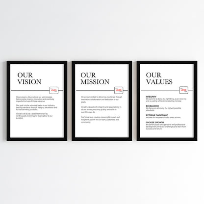 Core Company Principles Wall Art (Framed Set of 3)