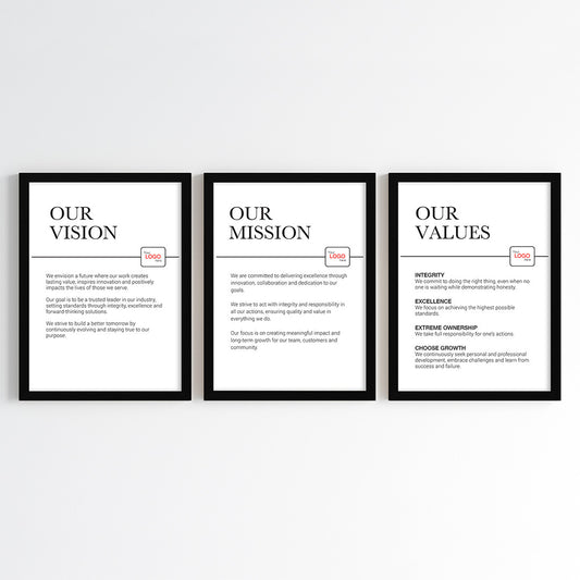Core Company Principles Wall Art (Framed Set of 3)