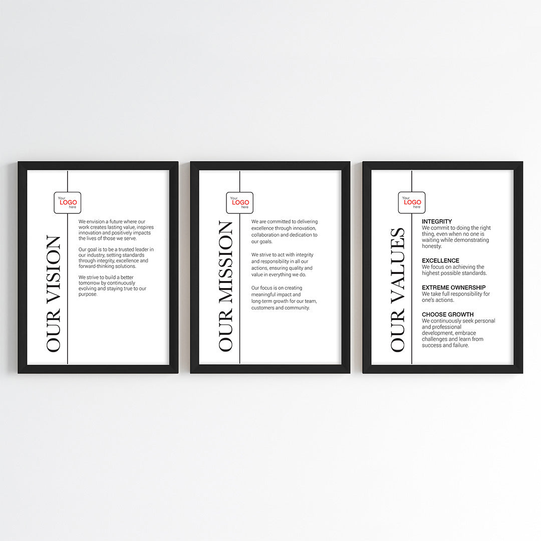 Core Company Principles Wall Art (Framed Set of 3)