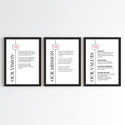Core Company Principles Wall Art (Framed Set of 3)