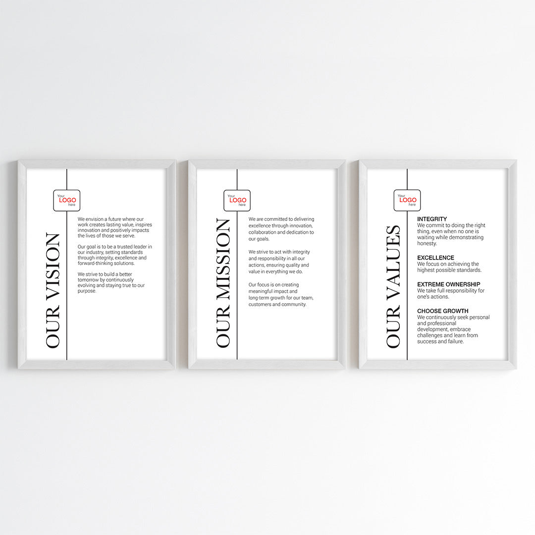 Core Company Principles Wall Art (Framed Set of 3)