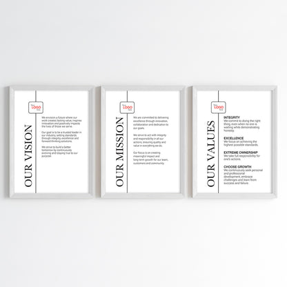 Core Company Principles Wall Art (Framed Set of 3)