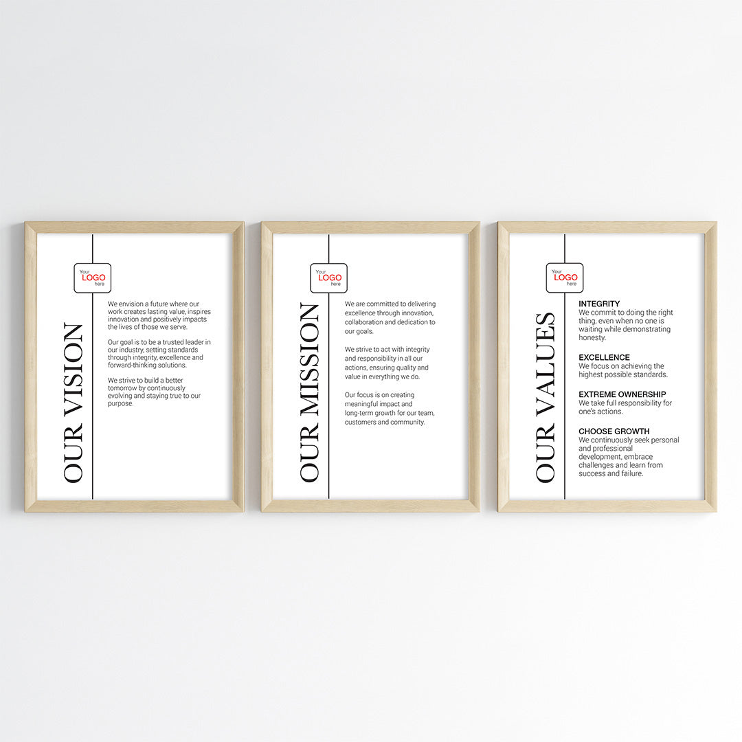 Core Company Principles Wall Art (Framed Set of 3)