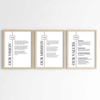 Core Company Principles Wall Art (Framed Set of 3)