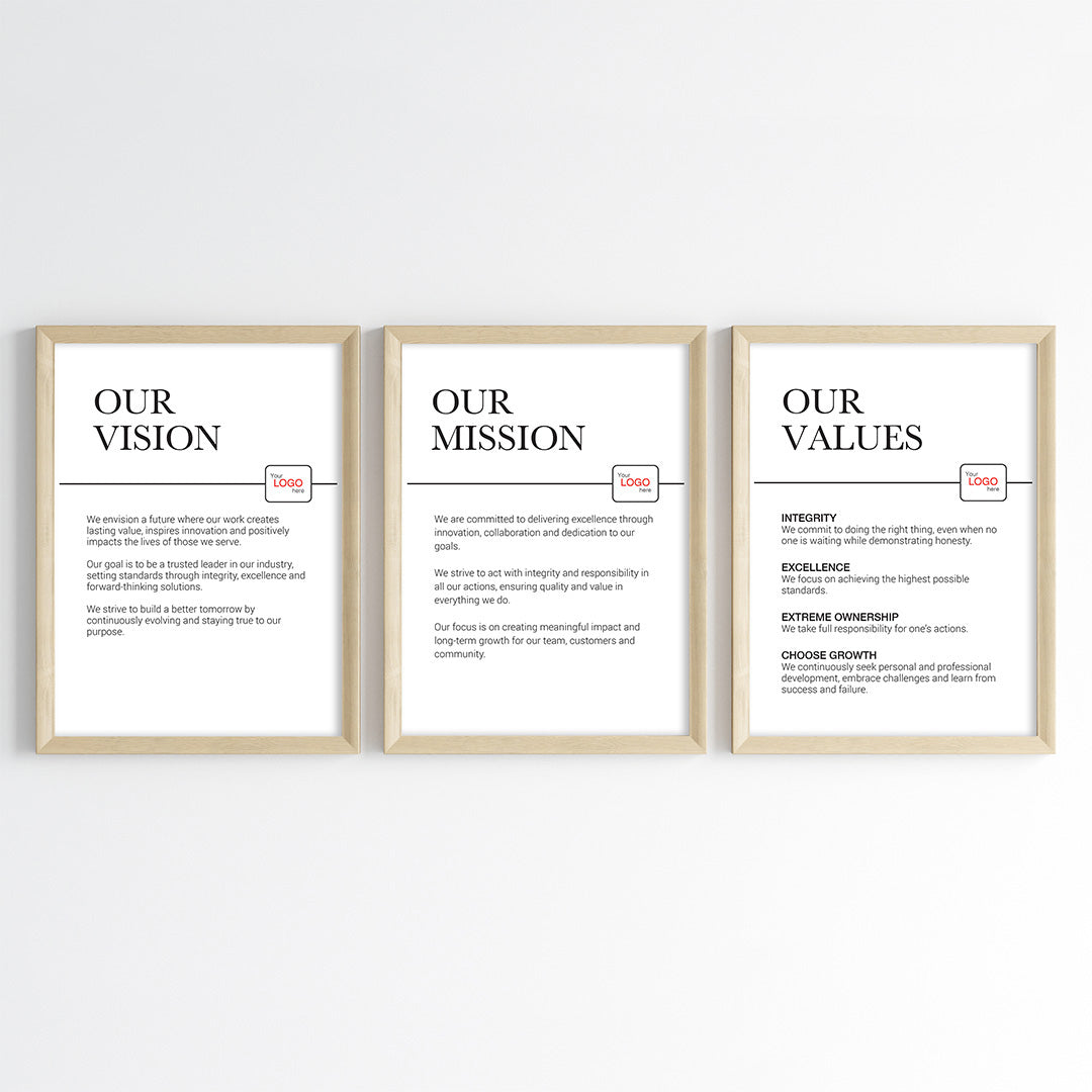 Core Company Principles Wall Art (Framed Set of 3)