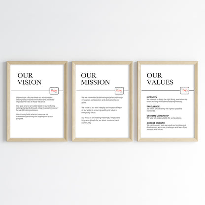 Core Company Principles Wall Art (Framed Set of 3)
