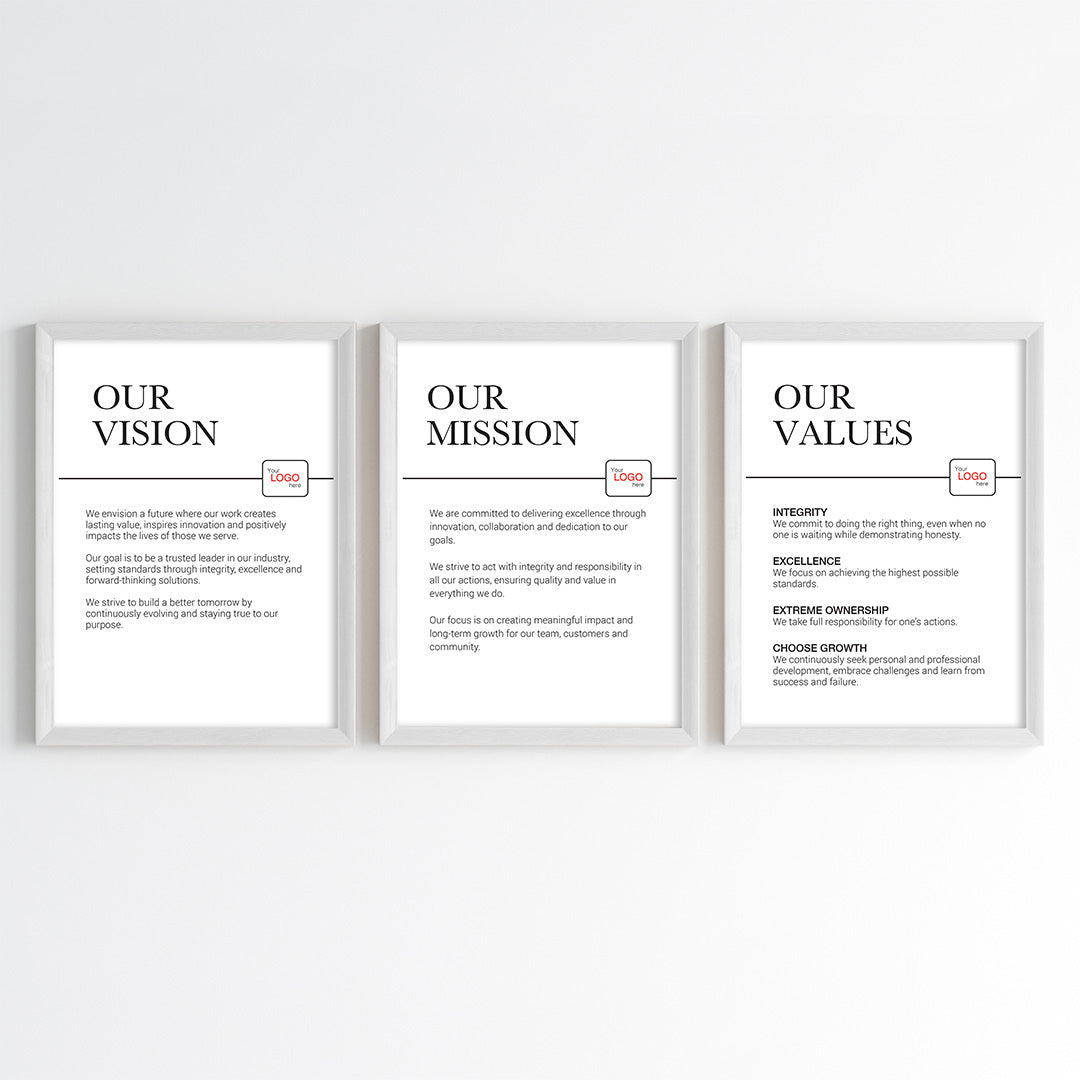 Core Company Principles Wall Art (Framed Set of 3)