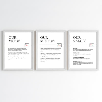 Core Company Principles Wall Art (Framed Set of 3)