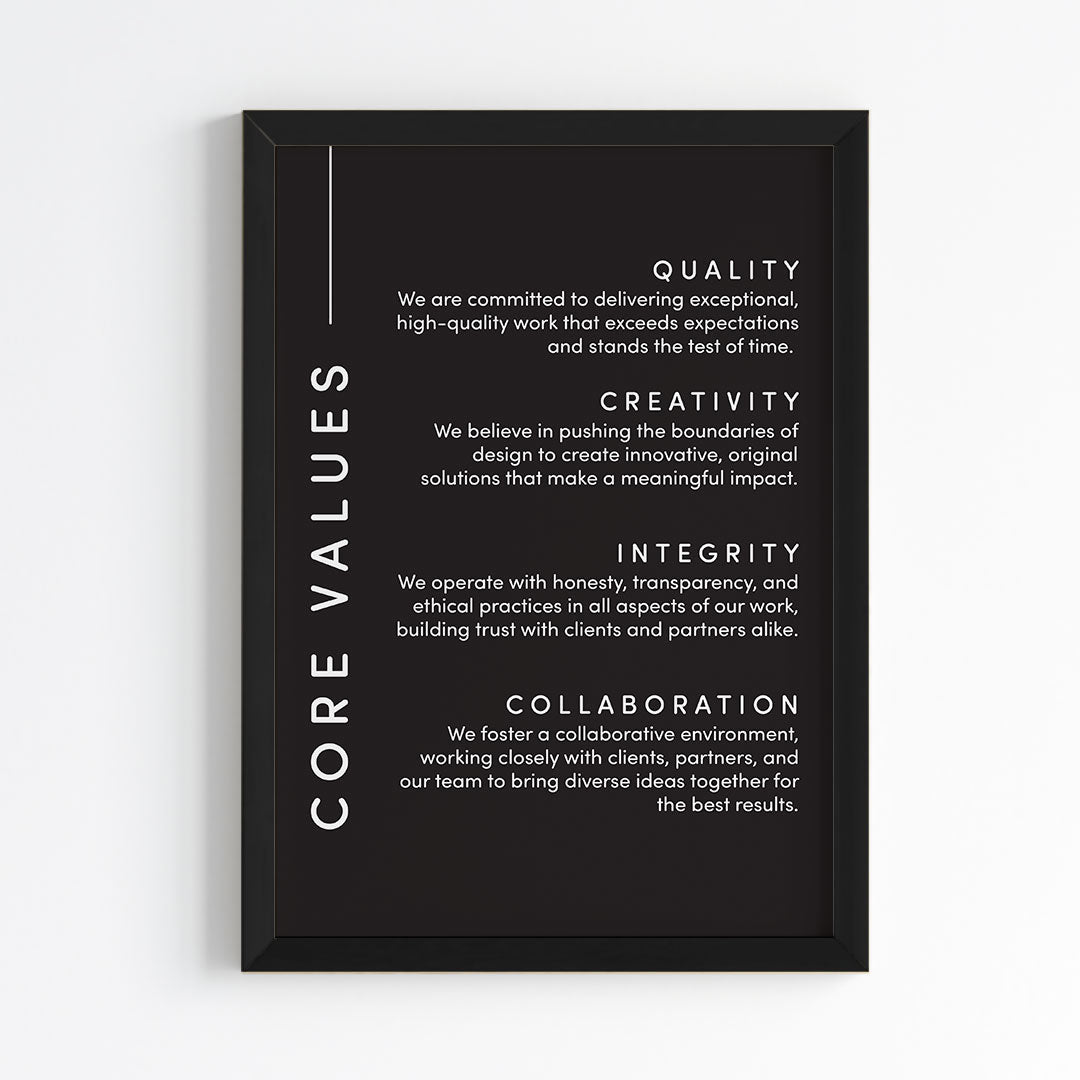 Core Values Statement Wall Art (Framed)