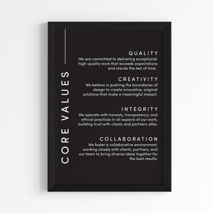 Core Values Statement Wall Art (Framed)