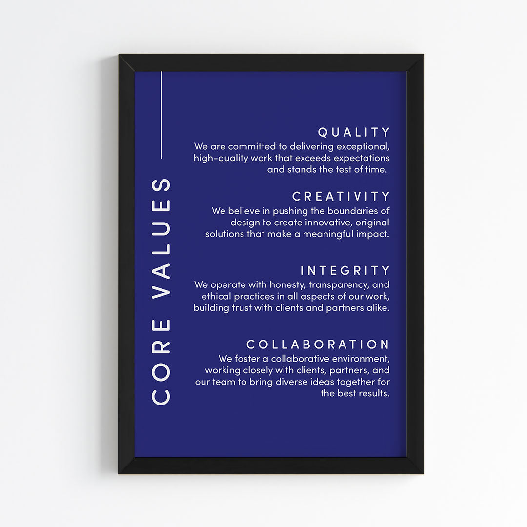 Core Values Statement Wall Art (Framed)