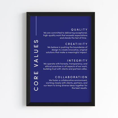 Core Values Statement Wall Art (Framed)