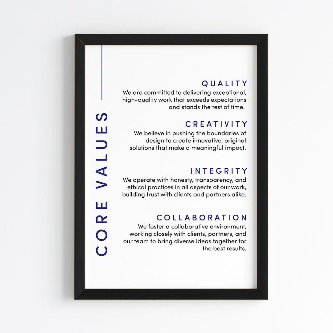 Core Values Statement Wall Art (Framed)