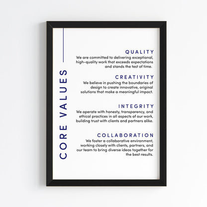 Core Values Statement Wall Art (Framed)