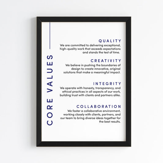 Core Values Statement Wall Art (Framed)