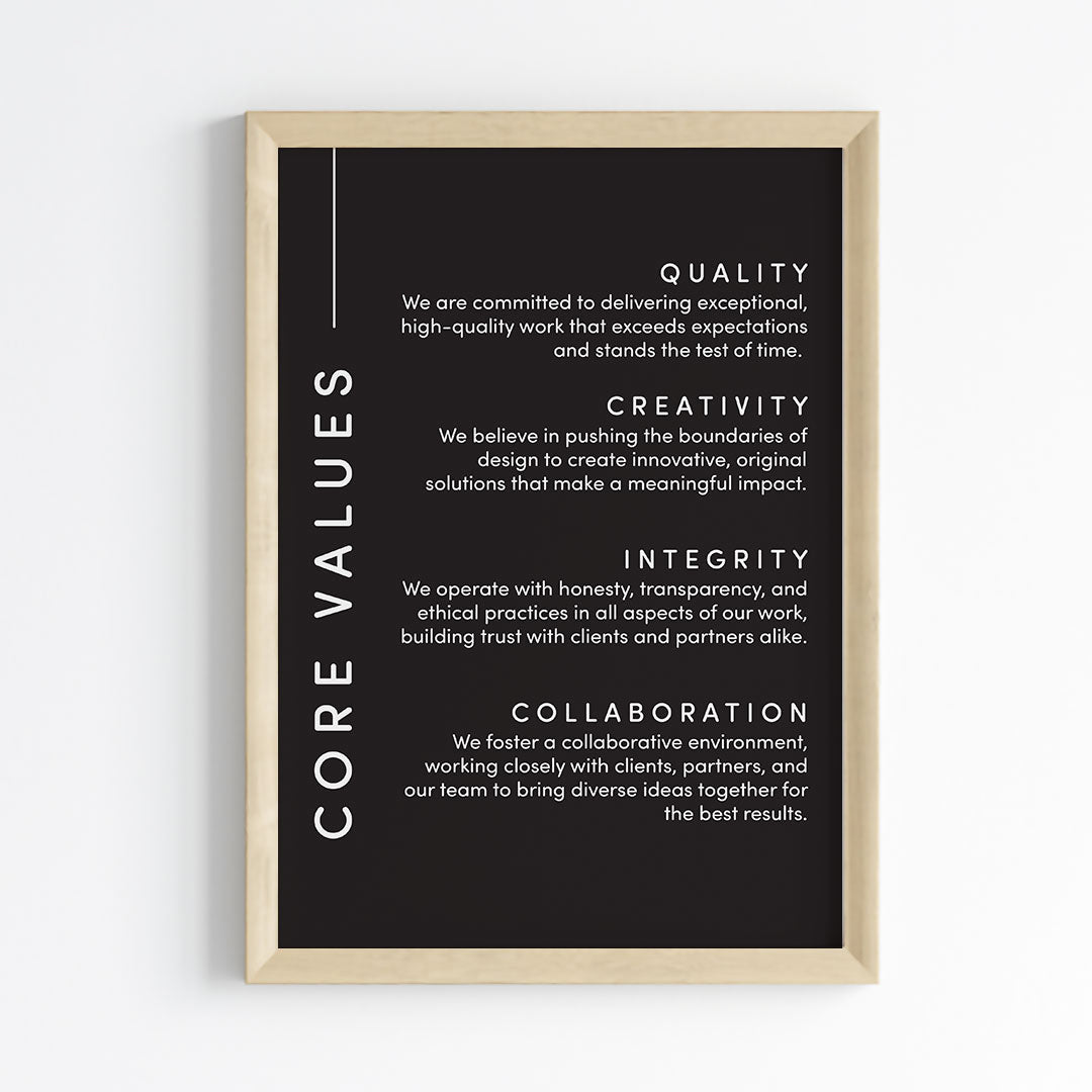 Core Values Statement Wall Art (Framed)