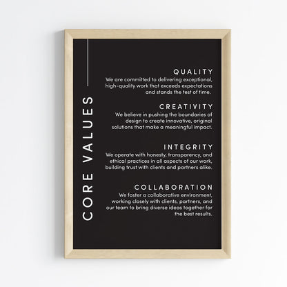 Core Values Statement Wall Art (Framed)