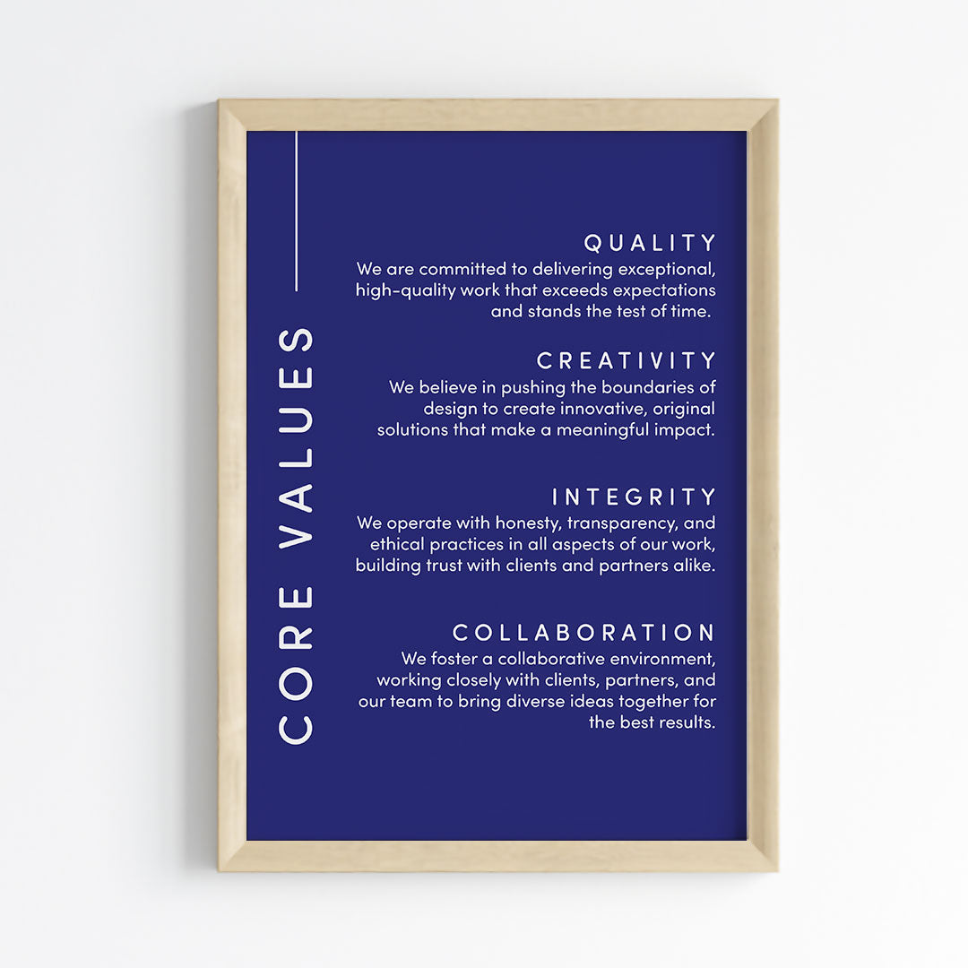 Core Values Statement Wall Art (Framed)