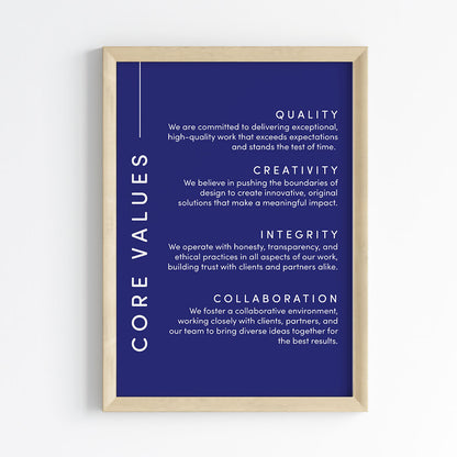 Core Values Statement Wall Art (Framed)