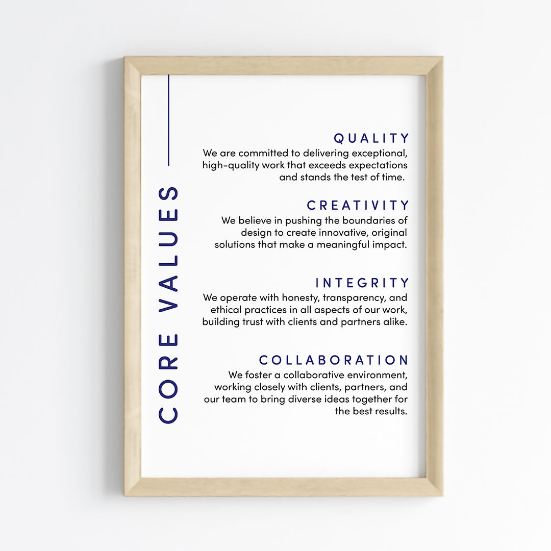 Core Values Statement Wall Art (Framed)