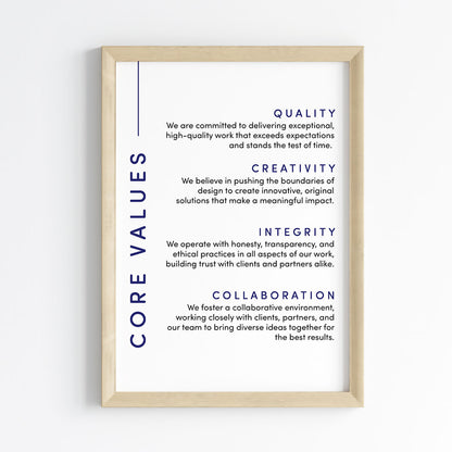 Core Values Statement Wall Art (Framed)
