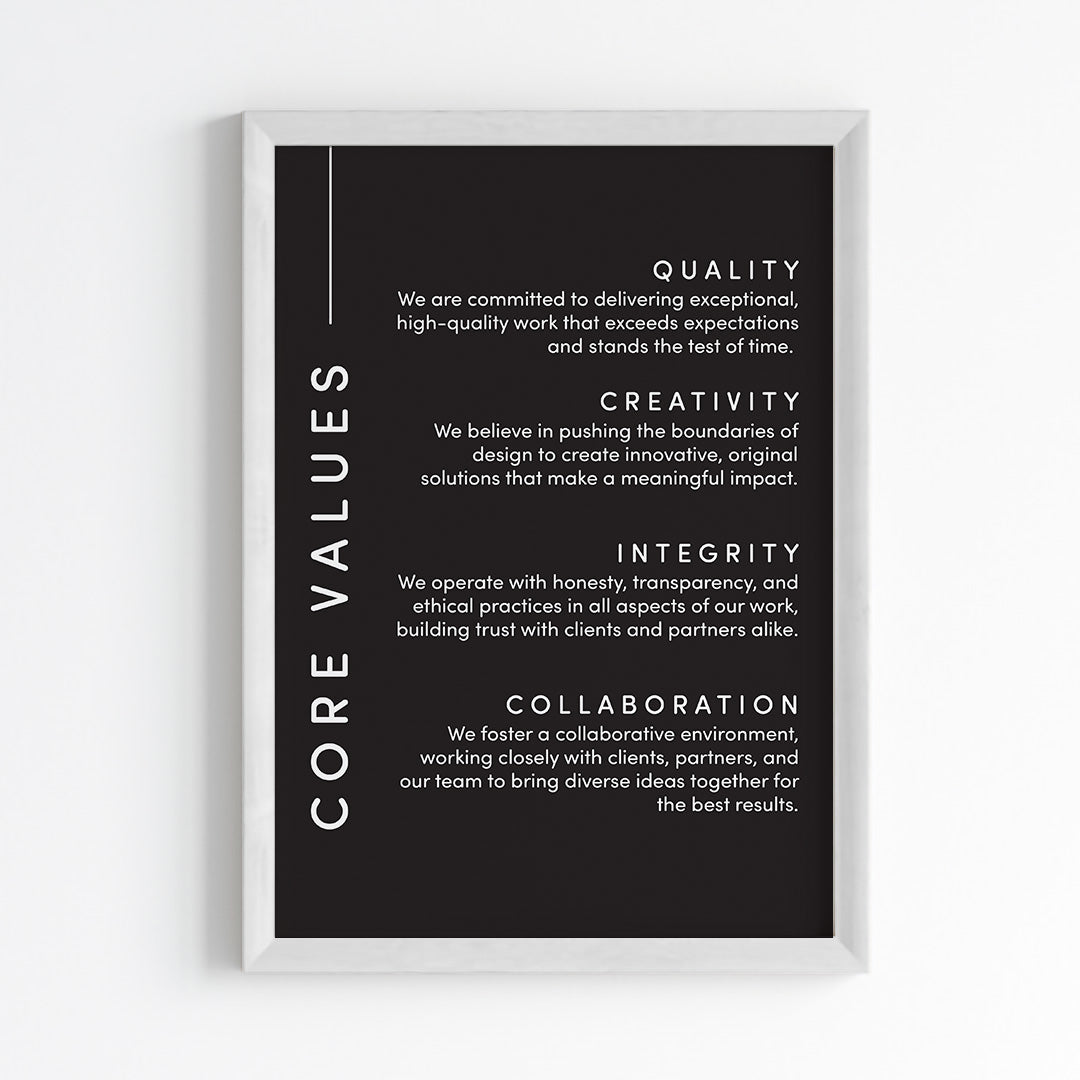 Core Values Statement Wall Art (Framed)