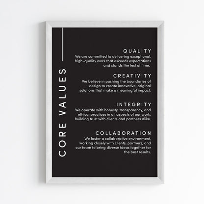 Core Values Statement Wall Art (Framed)