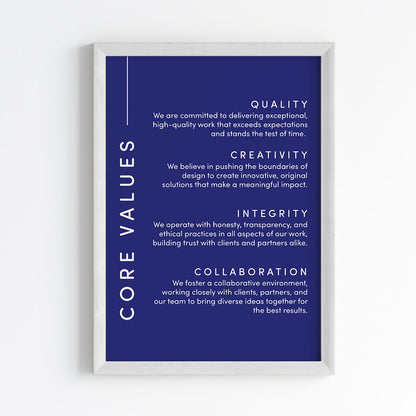 Core Values Statement Wall Art (Framed)