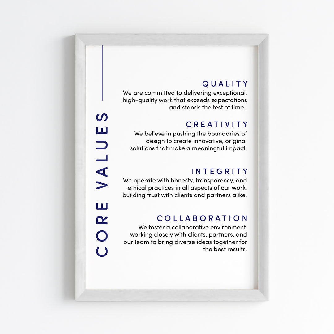 Core Values Statement Wall Art (Framed)