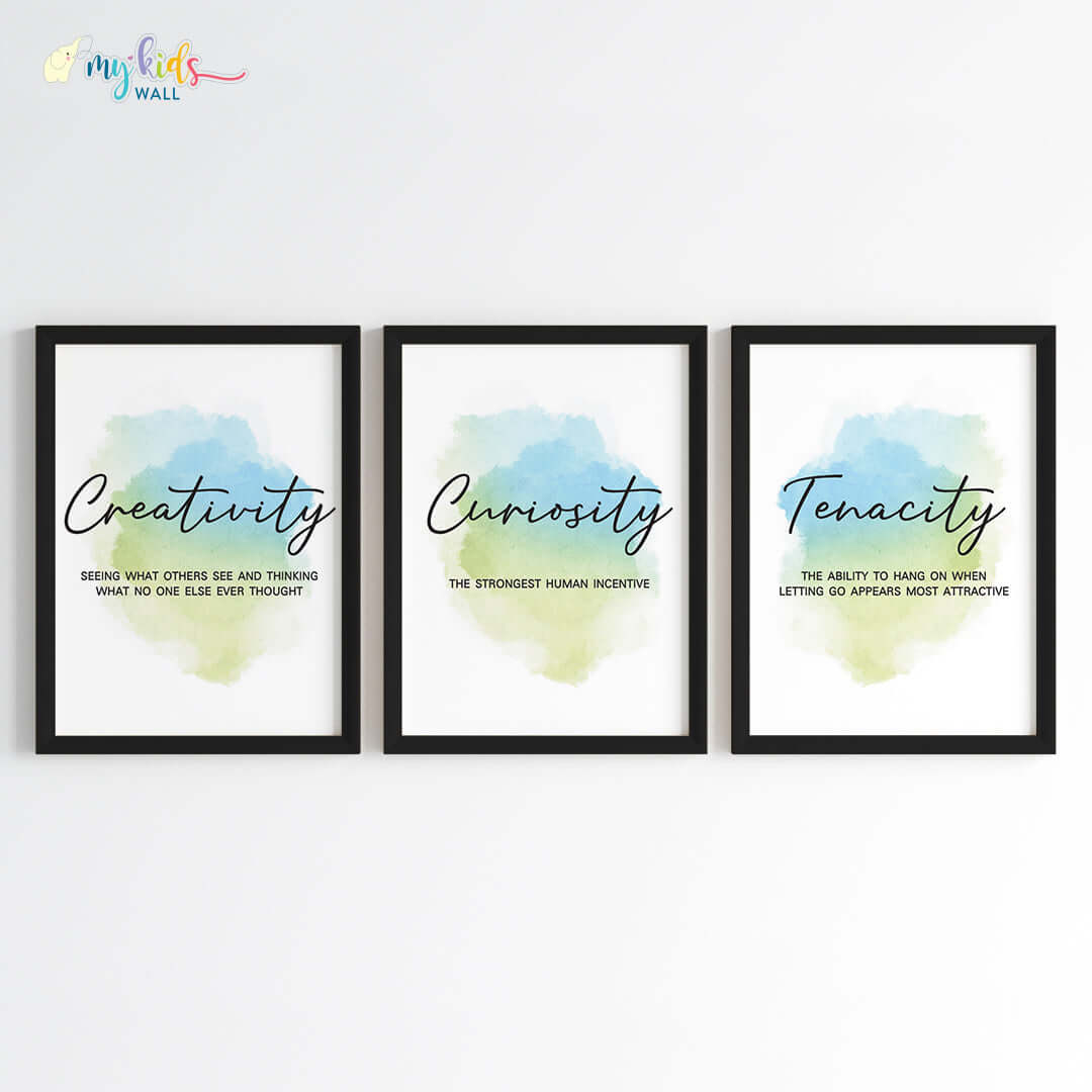 Inspirational quotes set of 3 black frames