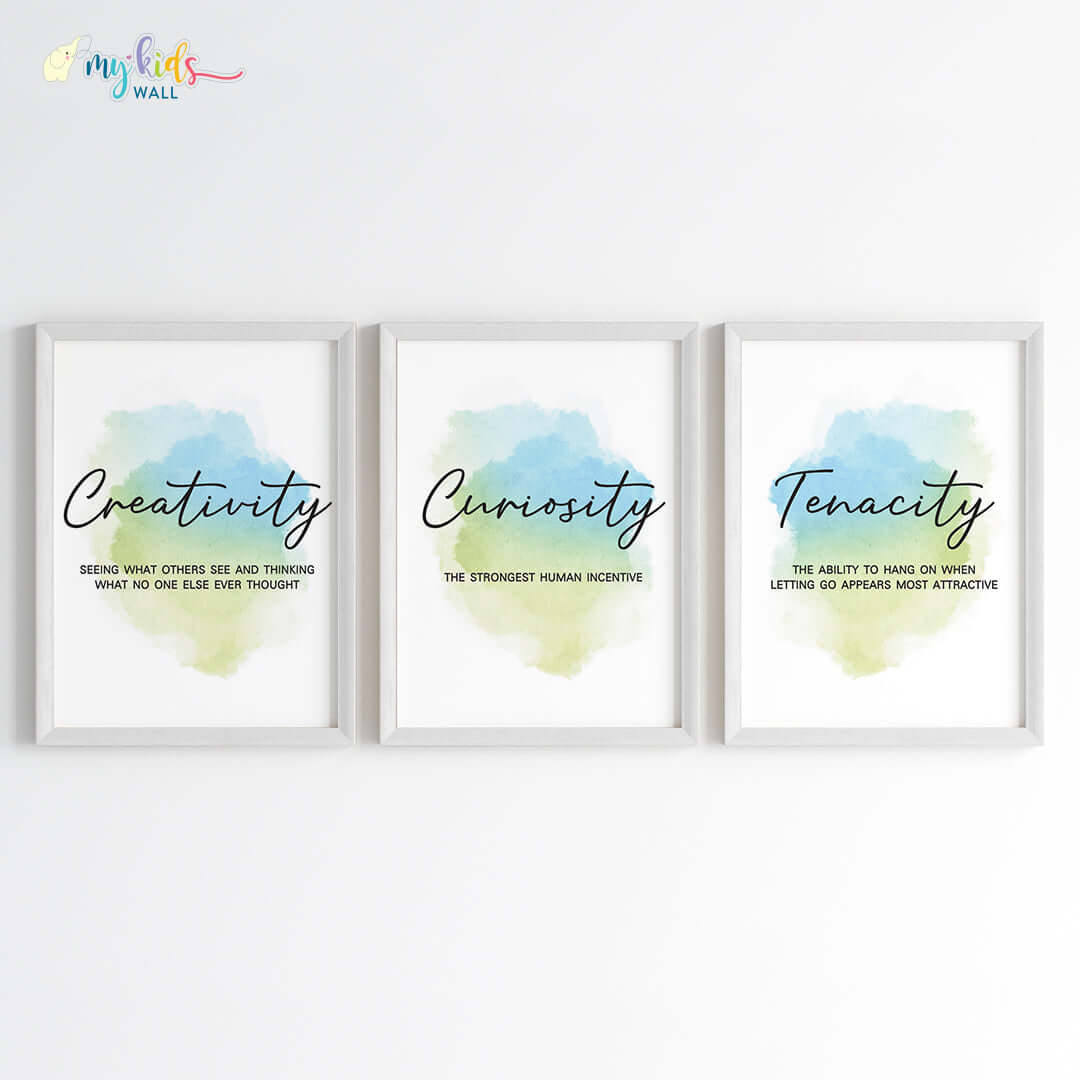 Inspirational quotes set of 3 white frames