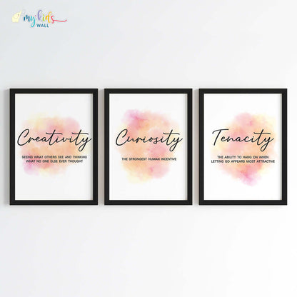 Inspirational quotes set of 3 black frames