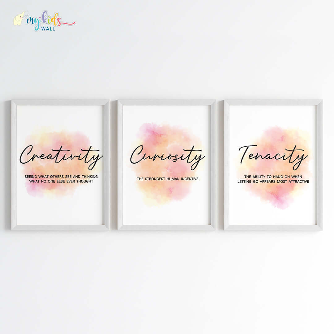 Inspirational quotes set of 3 white frames