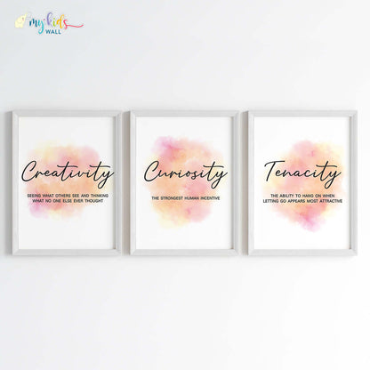 Inspirational quotes set of 3 white frames