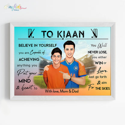 motivational wall art with  Abhishek Sharma white frame
