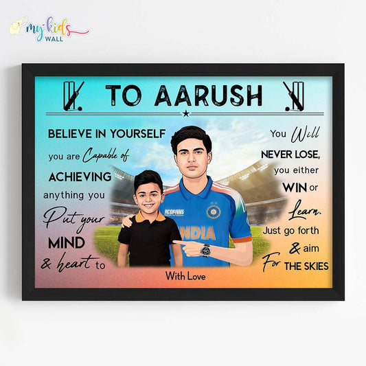 Motivational cricket  champ with Shubman Gill black frame