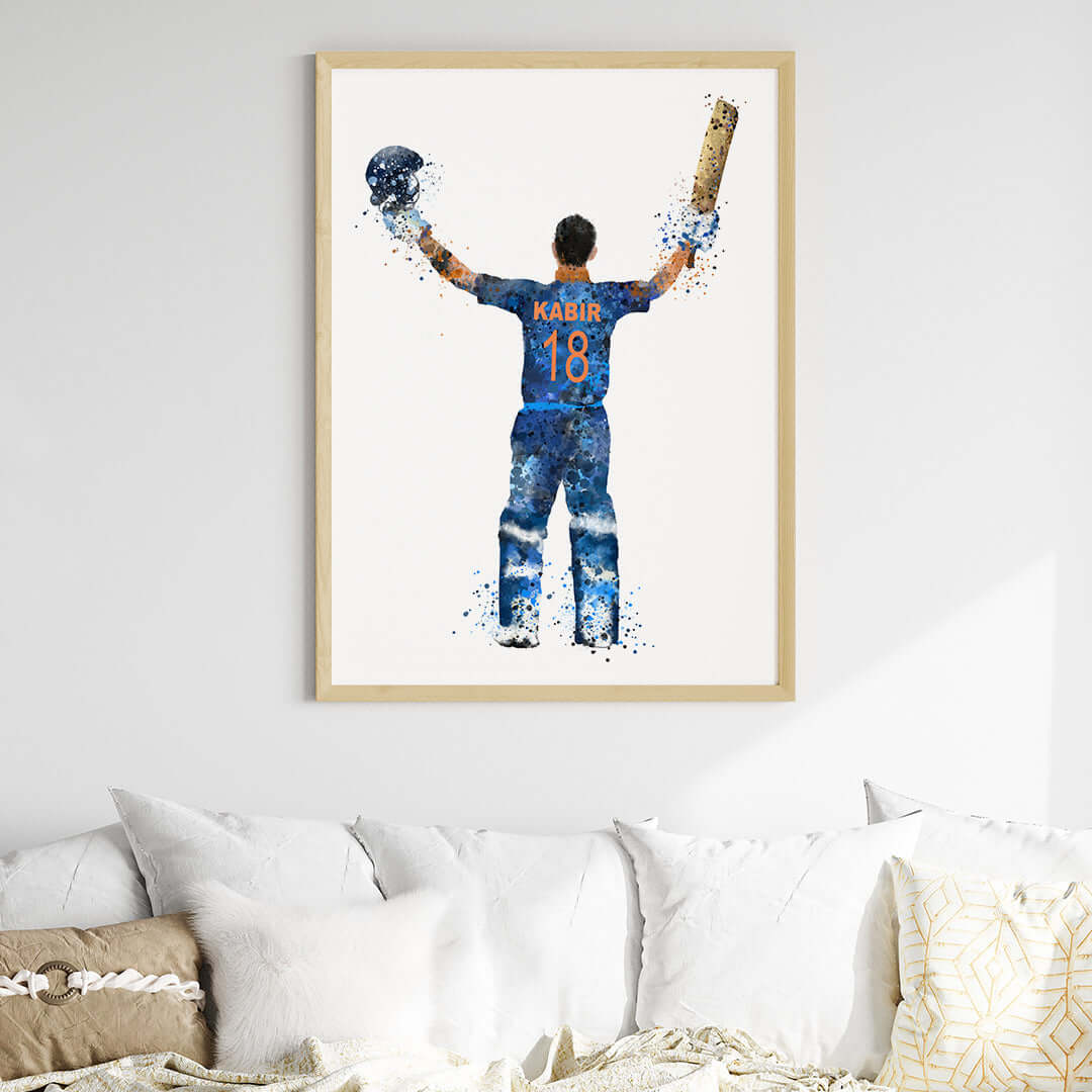 Inspirational boy cricket player wall art wooden frame