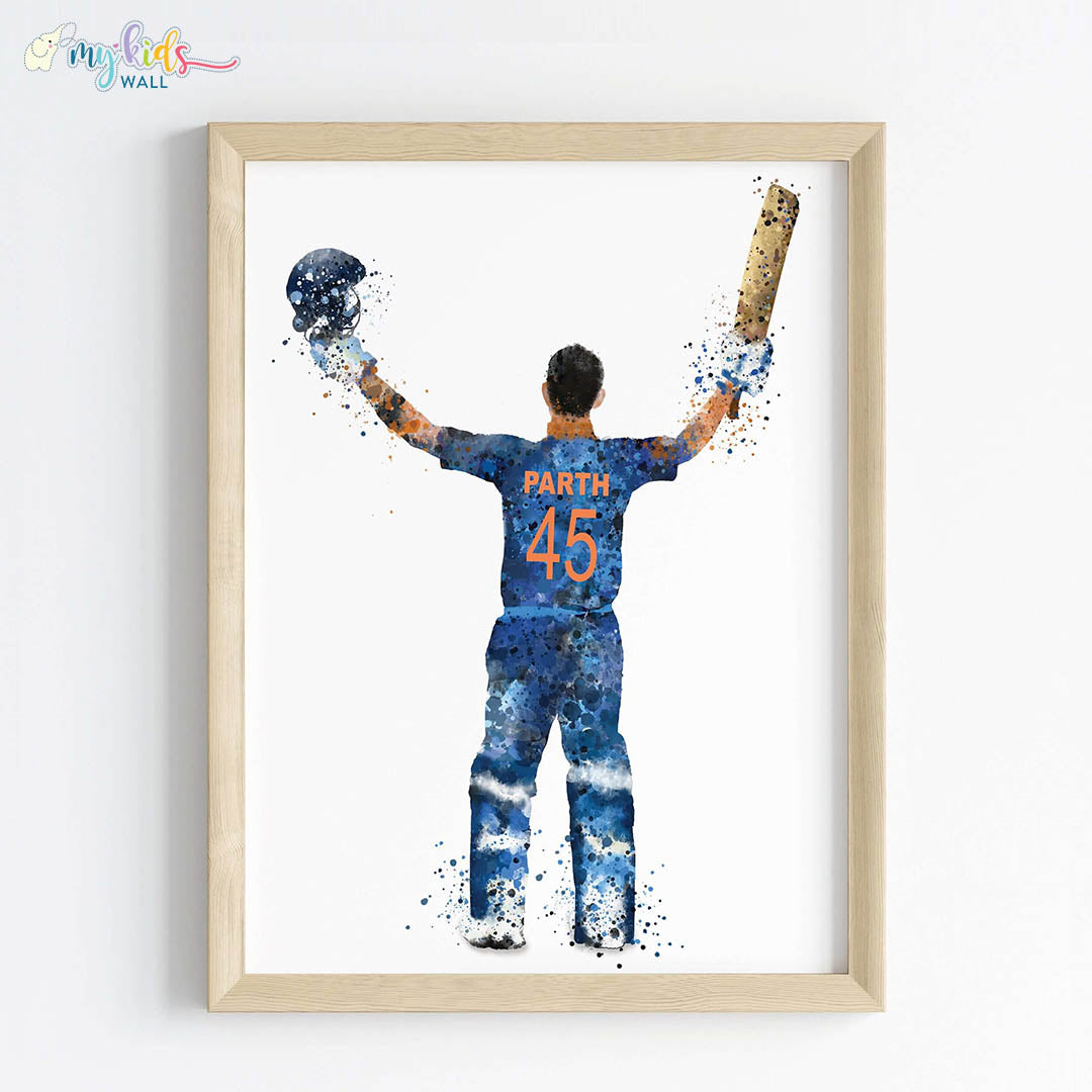 Inspirational boy cricket player wall art wooden frame