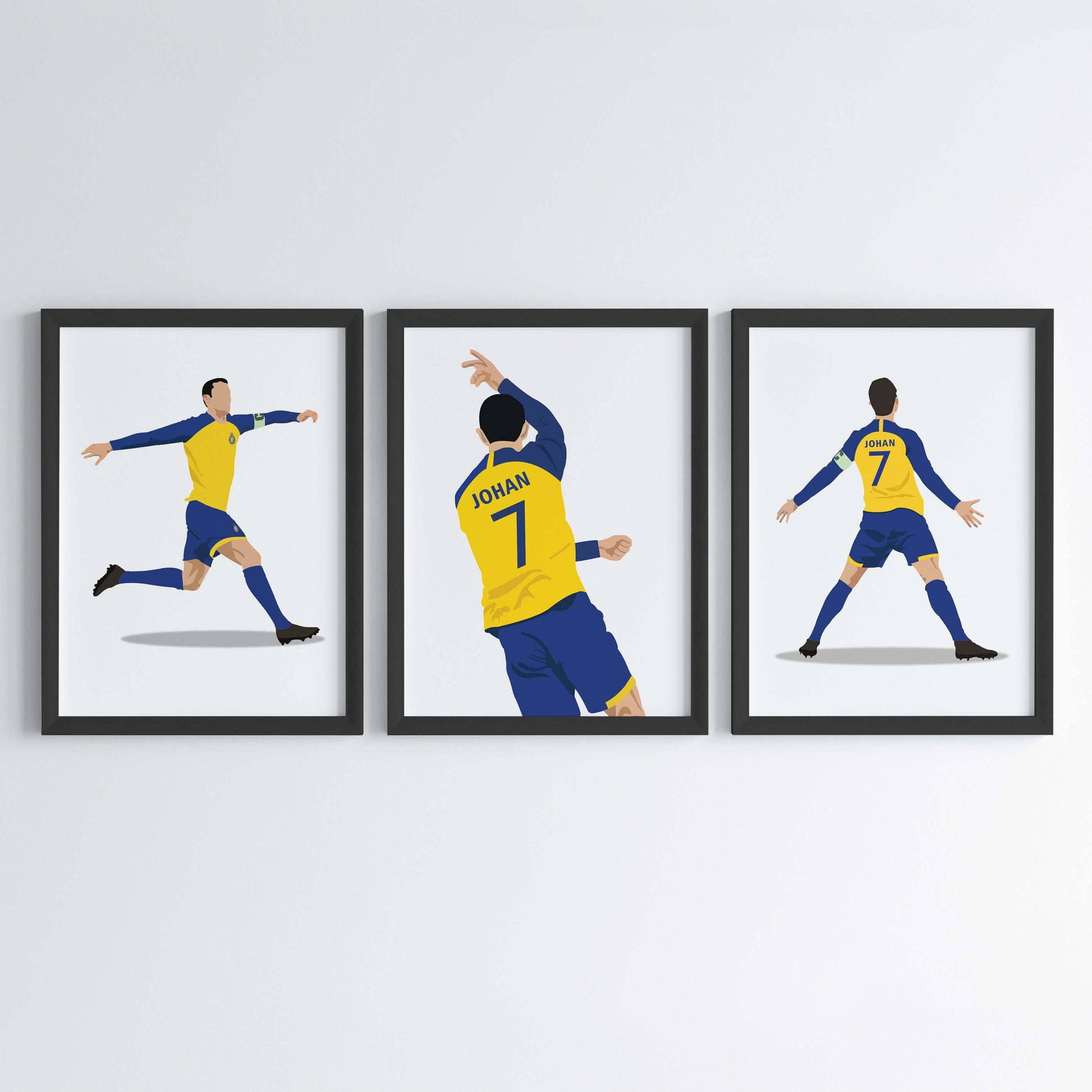 Inspirational Cristiano Ronaldo AI Nassr jersey set of 3 black frames